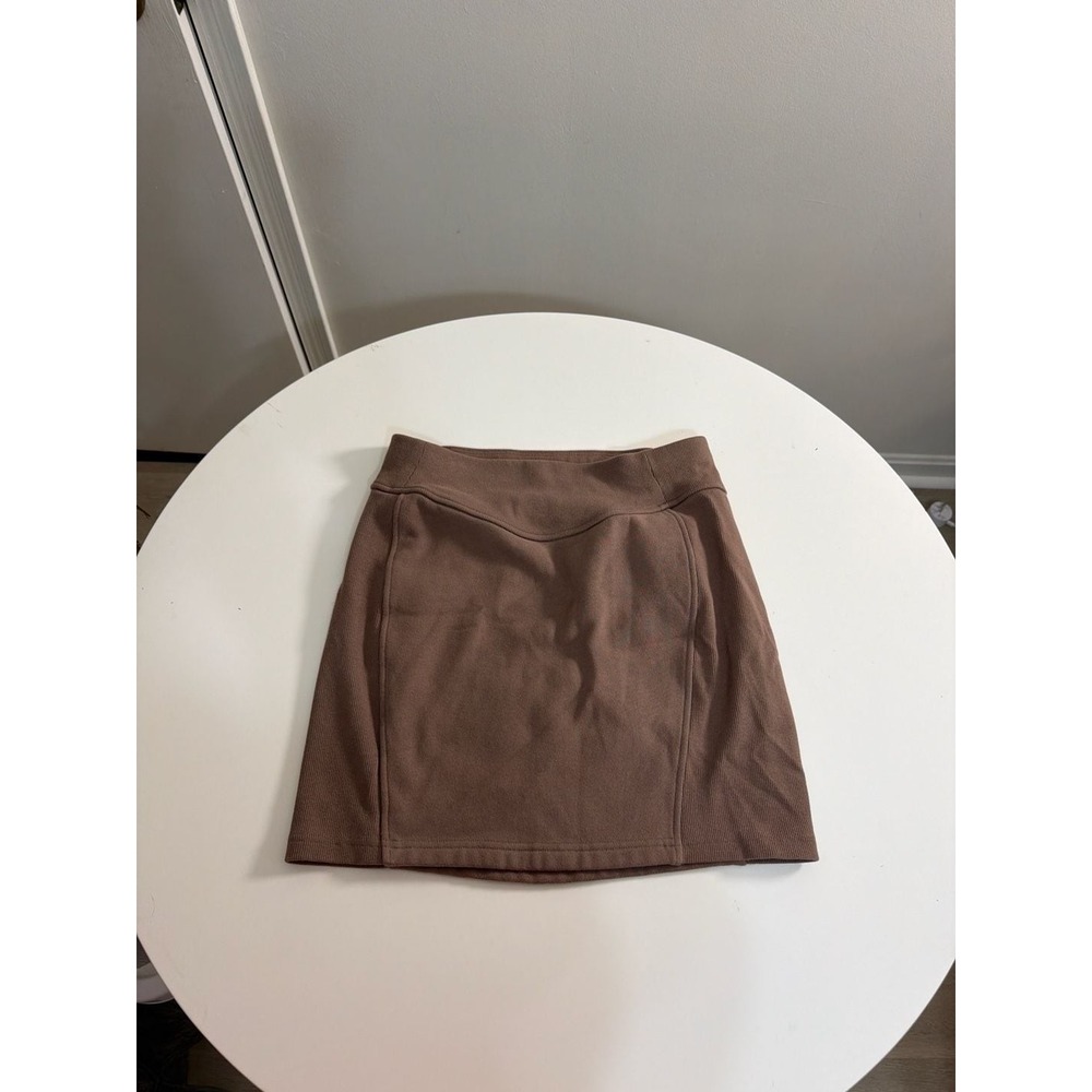 lululemon Scuba High-Rise Mini Skirt Women Small Taupetastic Y2K Fleece Pockets